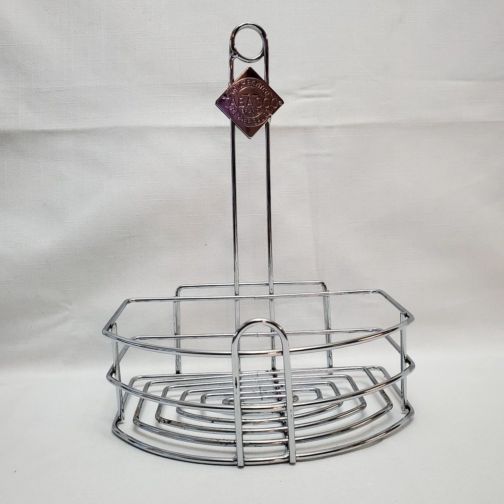 🔥Tabasco Hot Pepper Sauce Chrome Condiment Caddy Holder Table Top Restaurant‎